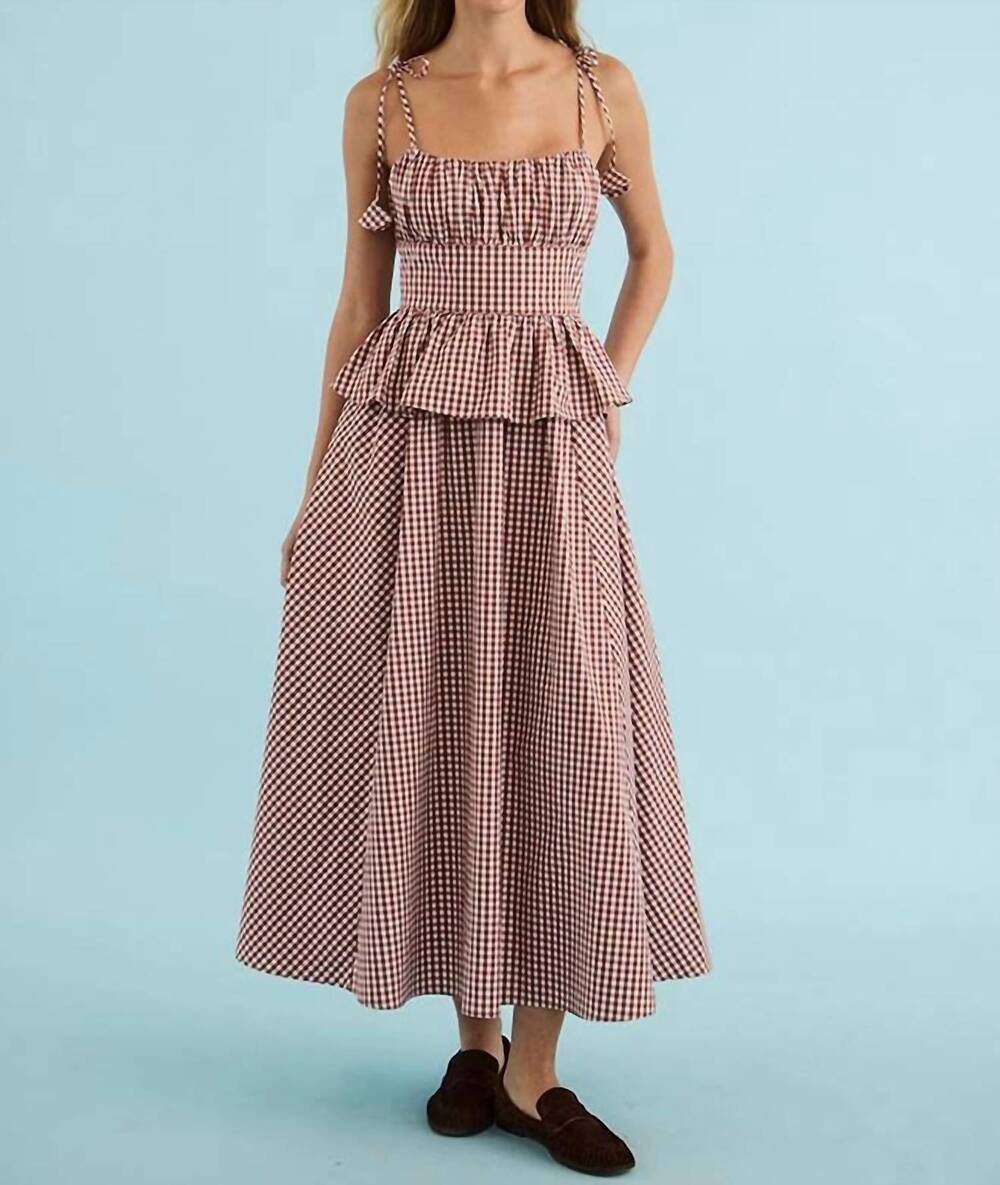 NEW HUNTER BELL betsy maxi dress in cotswold check rust
